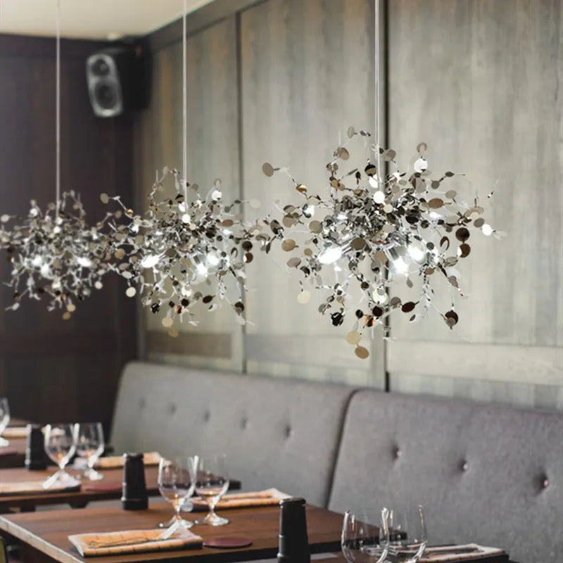 Suspension lumineuse moderne ornementale feuilles contemporain salon chambre