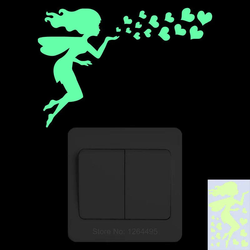 interrupteur mural lumineux fée étoiles papillons moderne adhésif chambre enfant deco vert