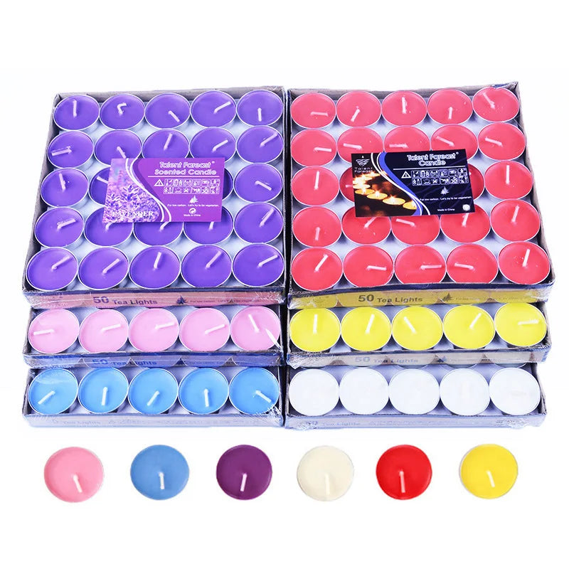 bougies paraffine mariage blanc rouge rose jaune bleu violet simples modernes minimalistes 50 pièces