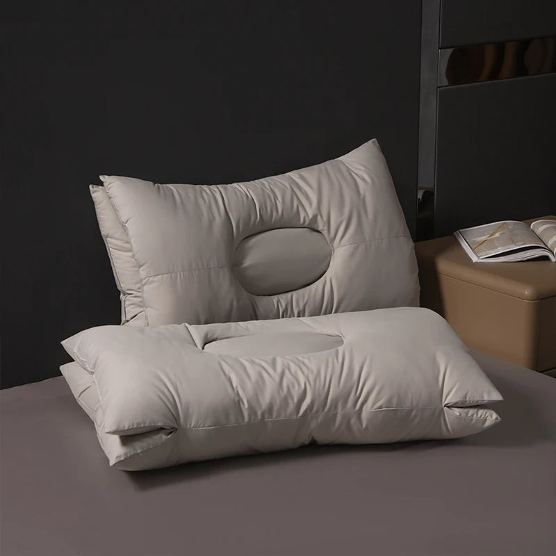 oreiller coton soja concave mémoire forme cou antiacariens grisclair uni moderne
