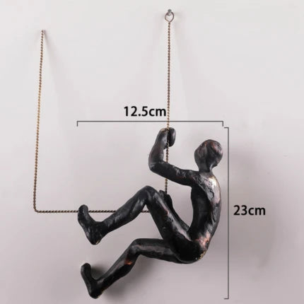 figurines murales humaines escalade noir bronze moderne art expressionnistesDecorationMurale