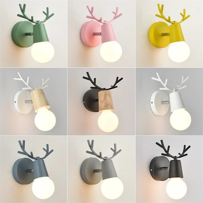 applique murale moderne led antlers stylisés bois métal couleurs multiples minimaliste
