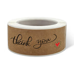 autocollants kraft thank you ruban élégant minimaliste coeurs blancs pack 120 stickers enveloppes cadeaux