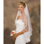 voile mariée deux couches blanche classique élégante tulle épaules clips transparent légèrement opaque finement