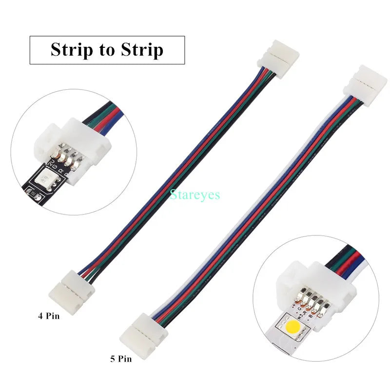 connecteurs led ruban noir blanc rouge vert bleu 8mm 10mm broches adhésifs modernes