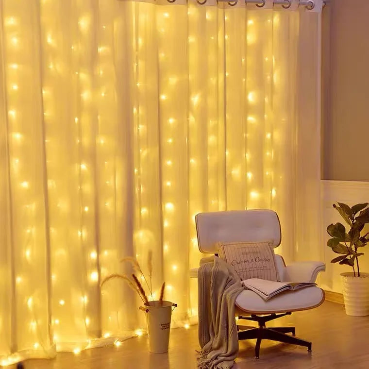 guirlande lumineuse rideau led decoration noel maison salon blanc multicolore telecommande usb
