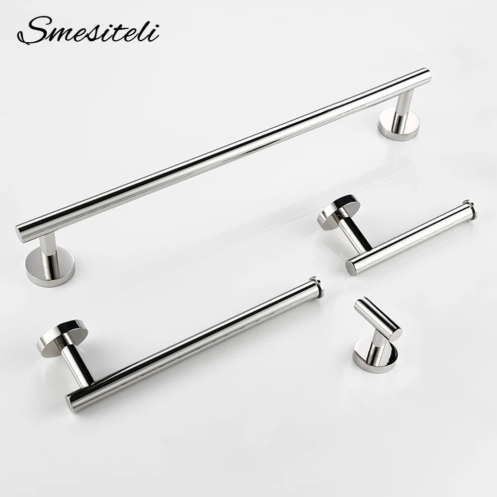 ensemble accessoires salle bain acier inoxydable or brossé porte serviettes poignées porte modernes