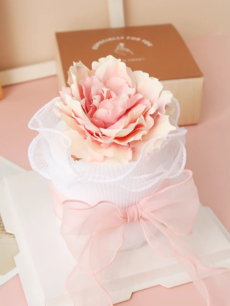 décoration mariage bouquet artificiel fleur tulle rose clair blanc romantique