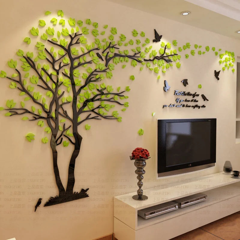 Autocollant mural arbre des amoureux acrylique 3D violet