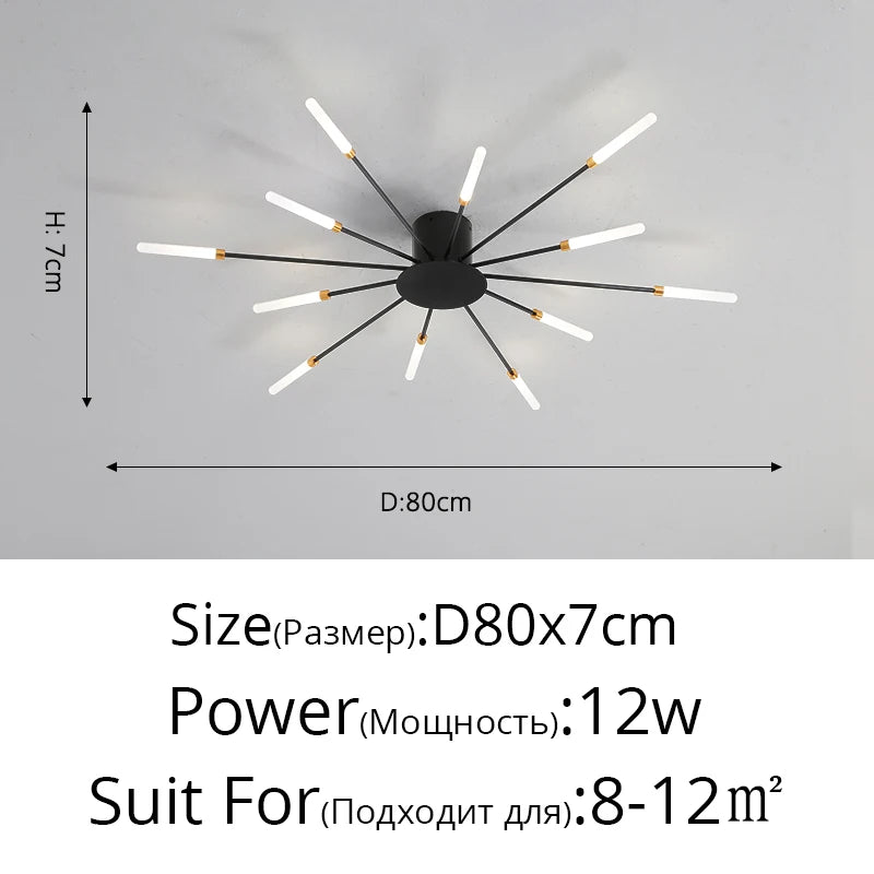 plafonnier moderne or noir lumineux acier alimentation électrique flux lumineux élevé chambre salon