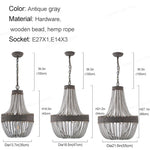 suspension lumineuse bois corde chanvre blanc gris rustique bohème 3luxe