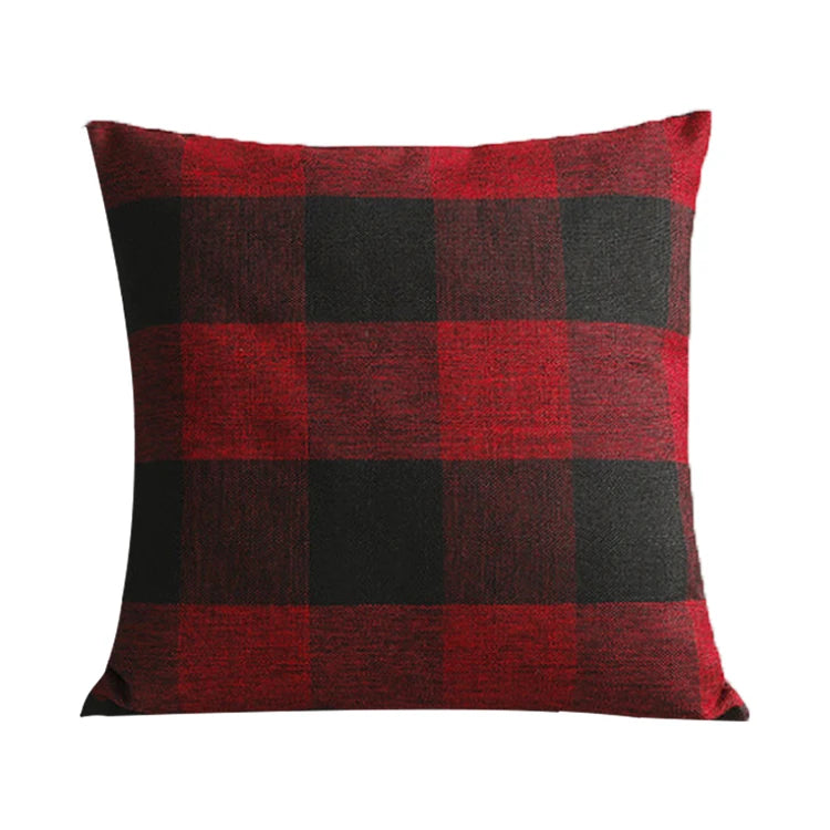 housse coussin carreaux géométriques bleu marine blanc rustique décontracté salon chambre voiture 45x45cm