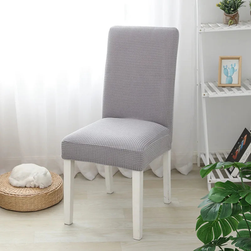 housse chaise marron noir bleu rose verte gris moderne spandex polyester jacquard unicolore elastic