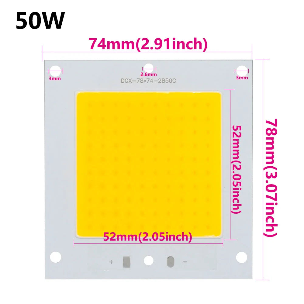 projecteur led cob 50w blanc froid lumiere industrielle haute puissance 78x74mm