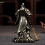 statue bouddha guan gong bronze armure historique décoration maison épée dorée résine feng shui