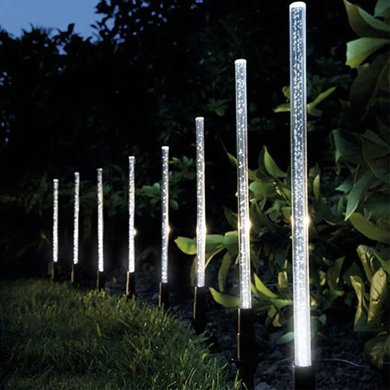 lampe solaire extérieure led moderne transparente points brillants noir blanc autonomes
