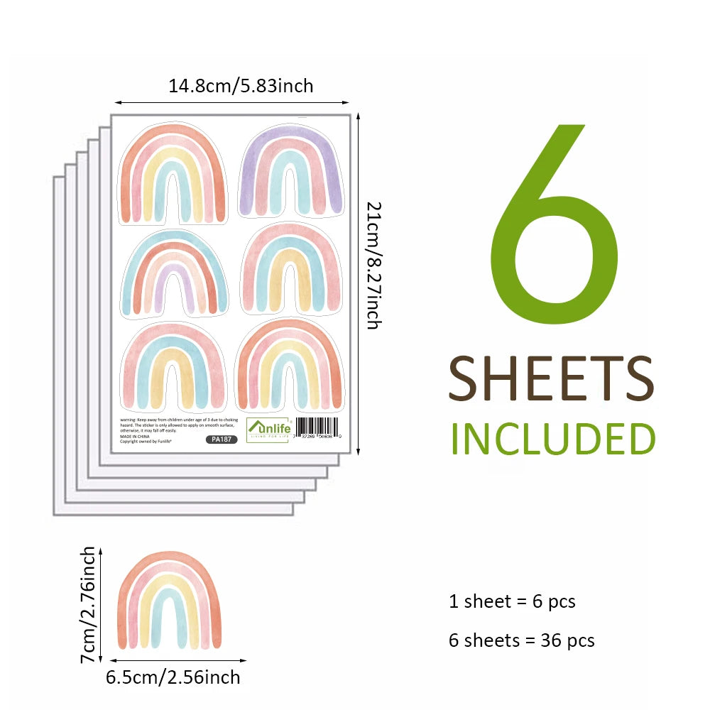 stickers muraux arc ciel multicolores enfants decoration moderne vinyle