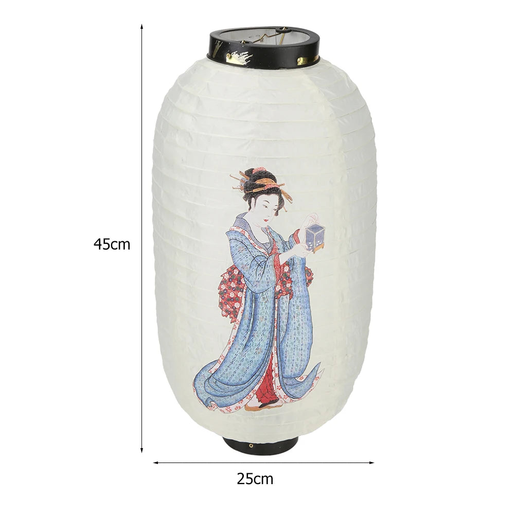 lanterne japonaise traditionnelle fleurs cerisier blanc rose noire fete decoOpaque
