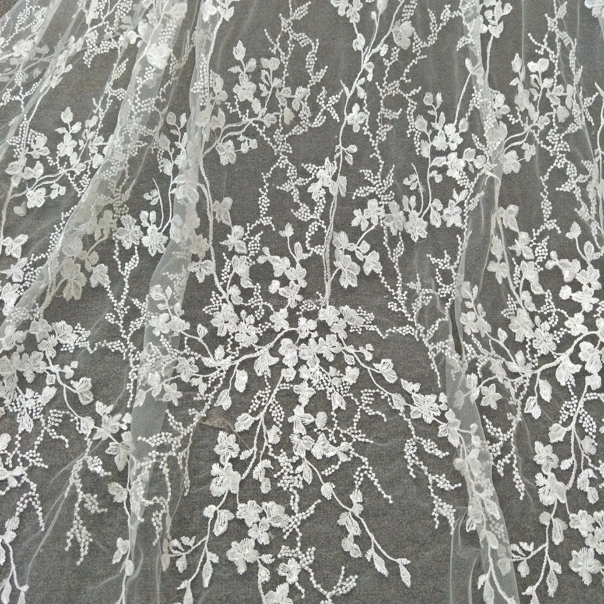 gants brodés florals blancs translucides décoratifs dentelle écologique nylon rayonne