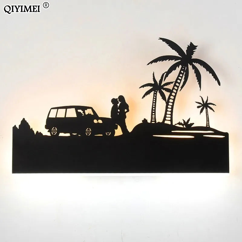 lampes murales rustiques safari silhouettes animaux led chambre coucher éclairage moderne diffuse