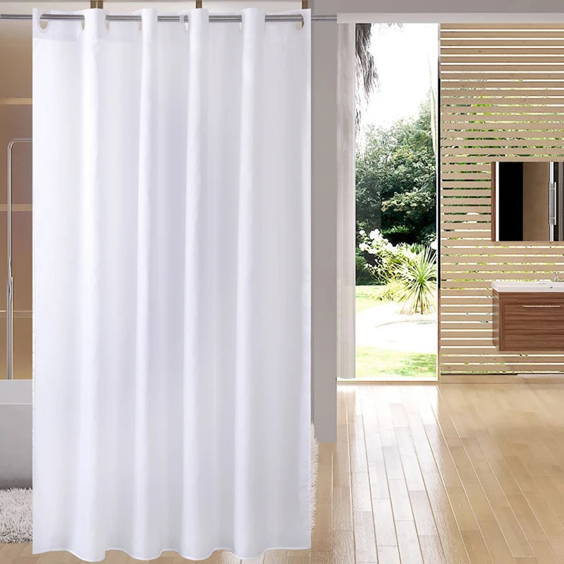 rideau douche blanc polyester moderne respectueux l'environnement opacité texture légèrement rugueuse toilette