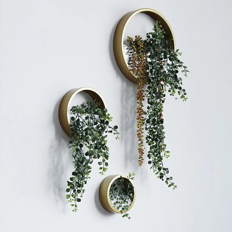 plantes suspendues vases murals modernes feuilles vertes pierres blanches adhésifintérieur terre
