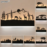 lampes murales rustiques safari silhouettes animaux led chambre coucher éclairage moderne diffuse