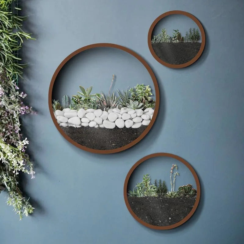 plantes suspendues vases murals modernes feuilles vertes pierres blanches adhésifintérieur terre