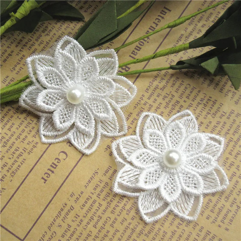 broderie fleur dentelle polyester blanc soluble decoration artisanale materiaux bricolage echangable erotique