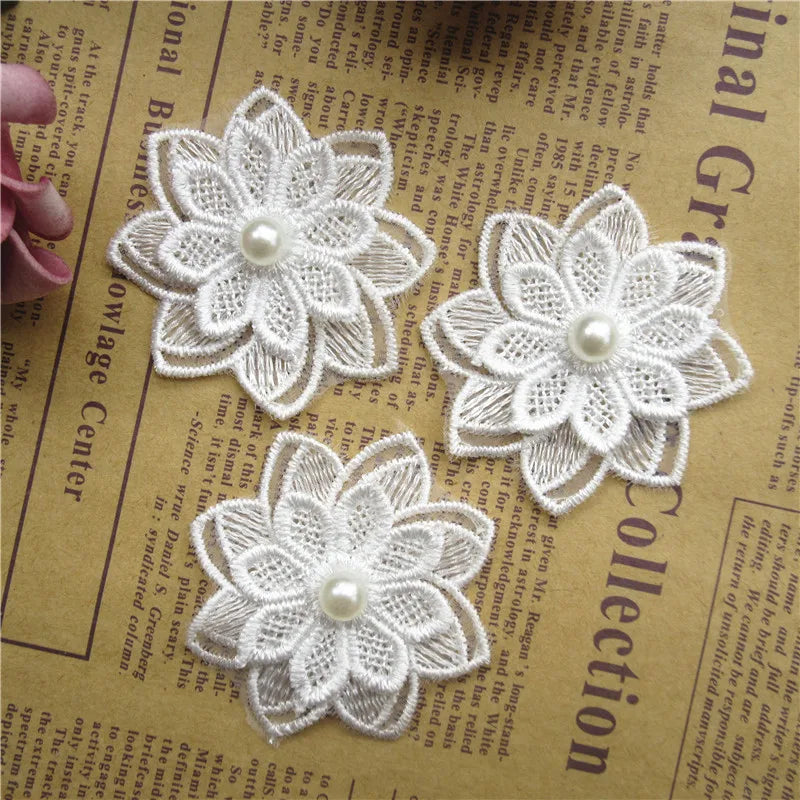 broderie fleur dentelle polyester blanc soluble decoration artisanale materiaux bricolage echangable erotique