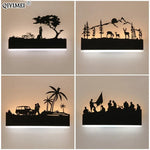 lampes murales rustiques safari silhouettes animaux led chambre coucher éclairage moderne diffuse