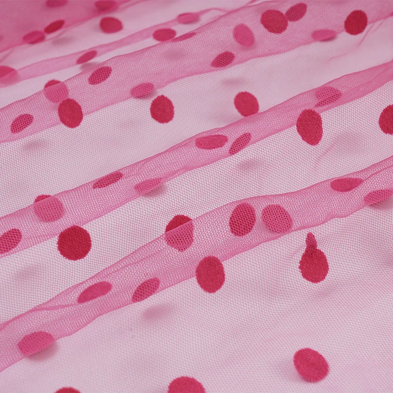 tulle floqué transparent noir blanc rouge gris rose décoration mode couture tissu polyester