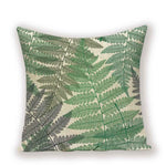 housse coussin carré motif feuilles vertes moderne zip invisible 45cm 45cm