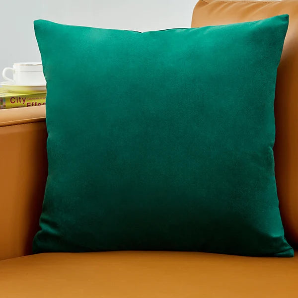 coussin velours carré moderne vert foncé bleu clair blanc opacité simple