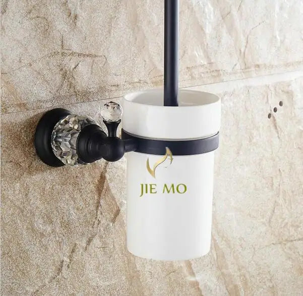 accessoires salle bain laiton noir cristal porte serviettes porte papier porte gobelets vaisselle