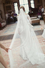 voile mariée deux couches blanc crème dentelle bord coupé transparent classique echangement non visible
