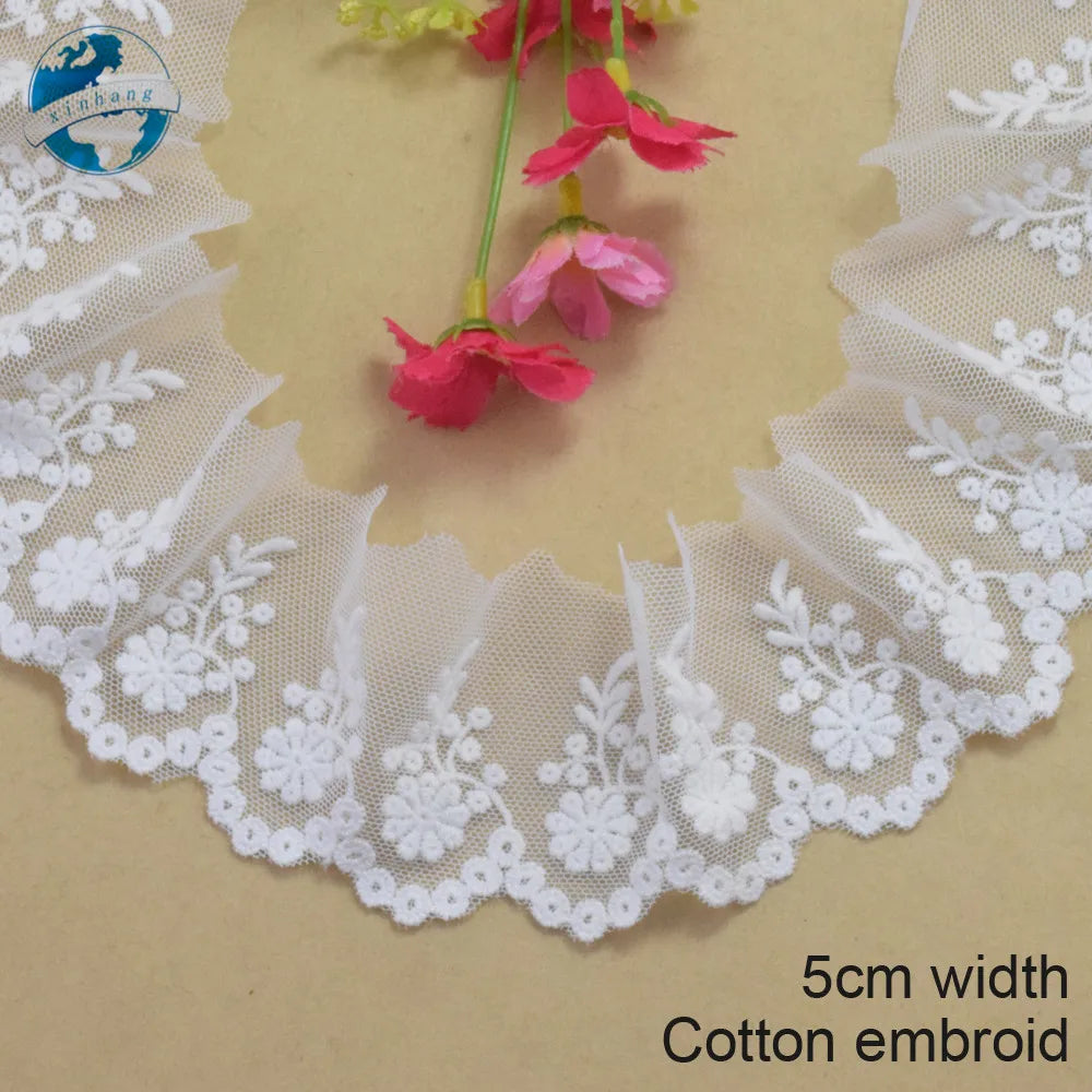 dentelle florale transparente blanche 5cm large décoration mariage poupées bricolage