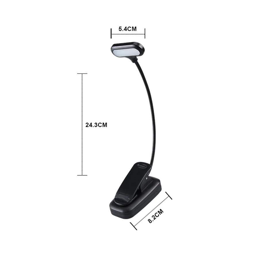 lampe lecture pince noire led rechargeable batterie aaa ajustable moderne chambre