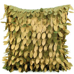 coussin carré brodé motif feuilles moderne poly couleur gris vert rouge violet