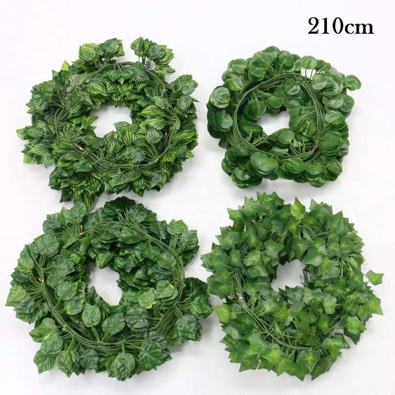 guirlande artificielle feuilles vertes naturelle extérieur accrochée 210cm 240cm décoration mariage fêtes anniversaire événements