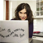 autocollant mural love the life you live lettrage cursive noir moderne décoration intérieure vinyle