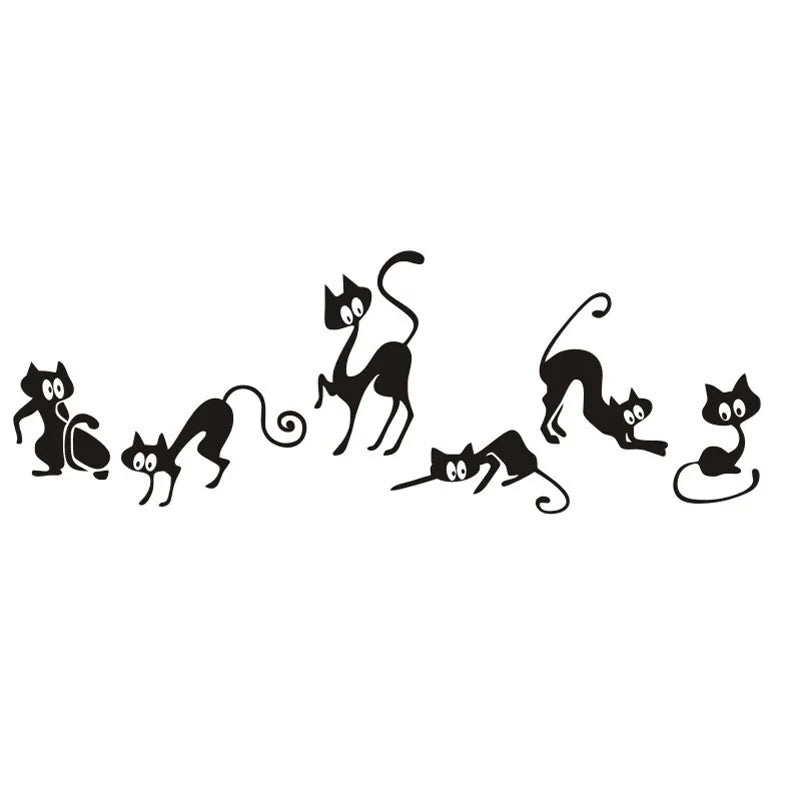 sticker mural silhouettes chats noir moderne décoration intérieure résistant eau 42cm 25cm