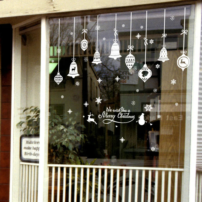 Autocollants Noël cloches sur meuble salon décoration festive