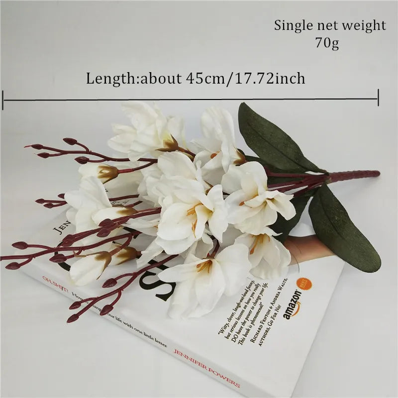 bouquet artificiel fleurs magnolia soie blanc bleu violet rouge intérieur décoration maison anniversaire fête