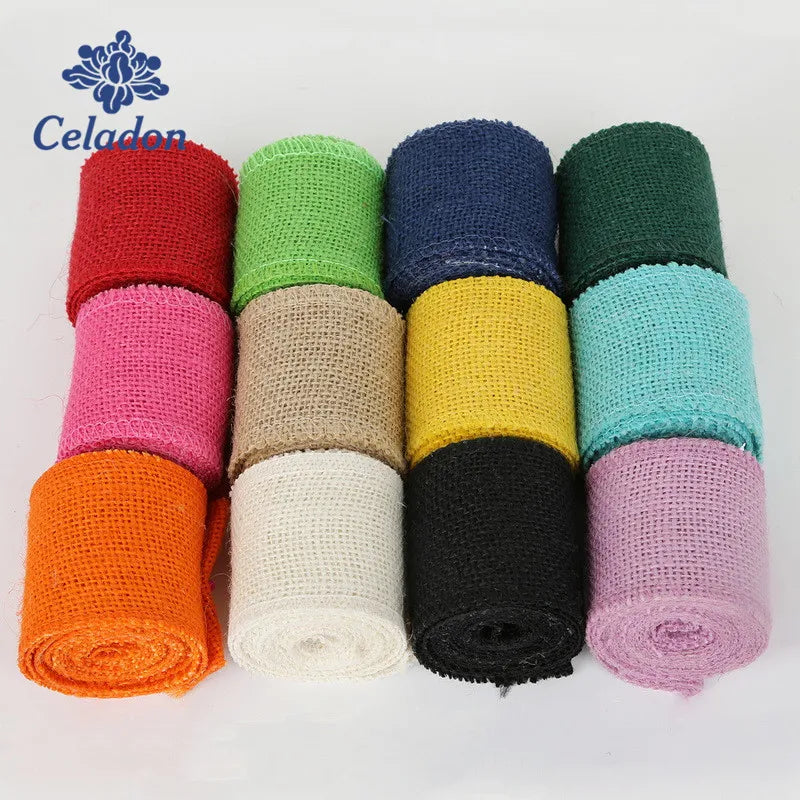 ruban jute naturel 6cm large 2mètres 12couleurs choix occasion fête mariage anniversaire noël rustic