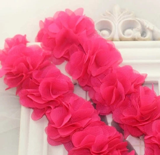 couronne fleurs tissu orange vert rouge clips décoration festive dentelle polyester coton organza