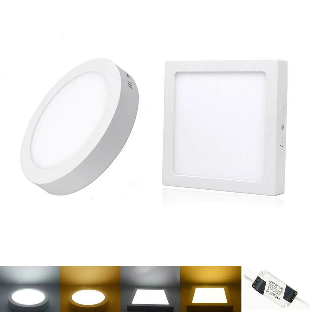 plafonnier led surface blanc moderne 24w 18w 12w 6w rond carré opaqué