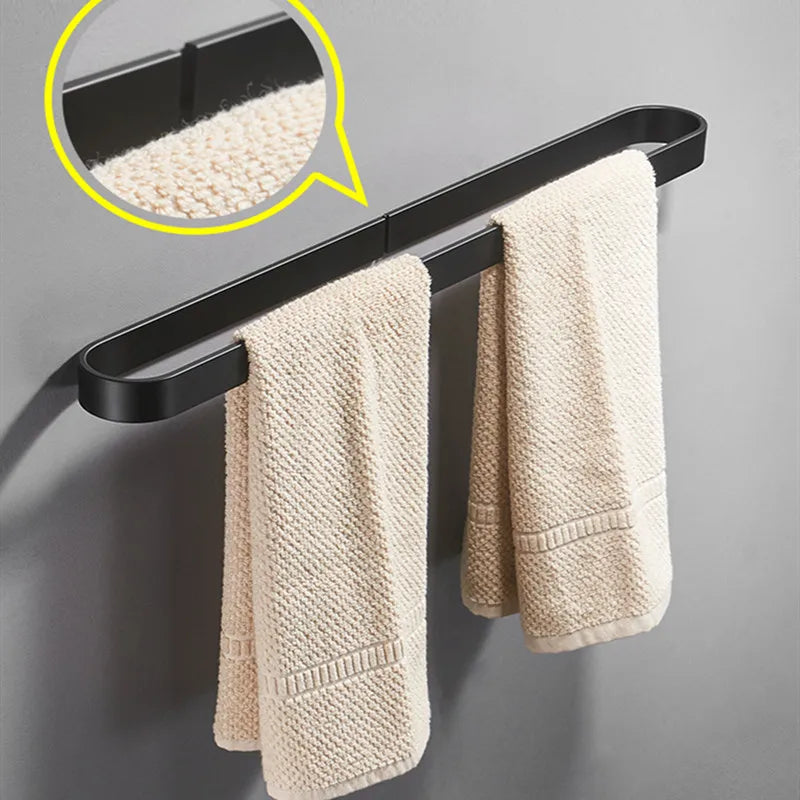 porte serviettes mural aluminium noir moderne 50cm fixations serviette salon cuisine