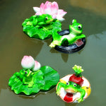 statue grenouille résine décorative jardin étang fleurs lotus sculpture animal décor maison extérieur vert