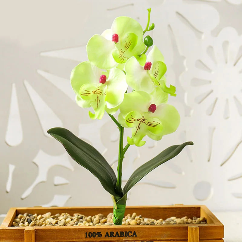 décoration intérieure orchidée artificielle violette blanche rose pot bois festive chambre